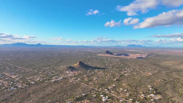 美国亚利桑那州图森市Saguaro国家公园图森山区Panther Peak Safford Peak Aerial View Sonoran Desert Landscape — 图库视频影像