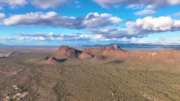 Panther Peak Och Safford Peak Flygfoto Med Sonoran Desert Landskap — Stockvideo