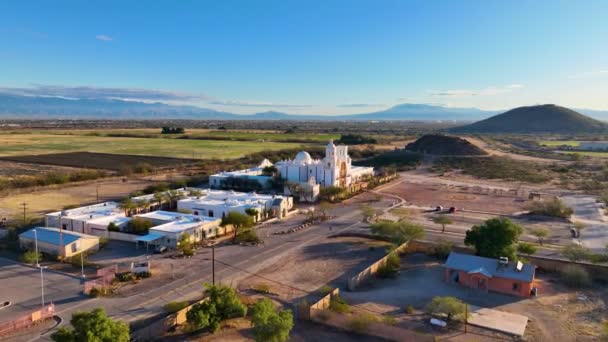 Mission San Xavier Del Bac Aerial View Tohono Odham Nation — Stockvideo