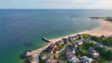 Ocean Beach aerial view in Ocean Beach Park at the mouth of Thames River in New London, Connecticut CT, USA. 