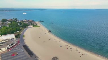 Ocean Beach aerial view in Ocean Beach Park at the mouth of Thames River in New London, Connecticut CT, USA. 