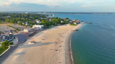 Ocean Beach aerial view in Ocean Beach Park at the mouth of Thames River in New London, Connecticut CT, USA. 