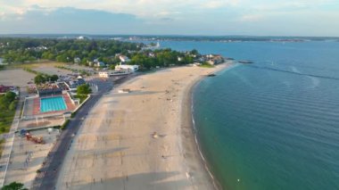 Ocean Beach aerial view in Ocean Beach Park at the mouth of Thames River in New London, Connecticut CT, USA. 