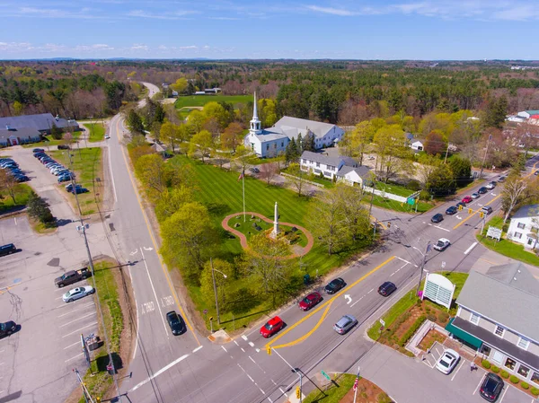 Vista Aérea Del Centro Hampton Falls Incluyendo First Baptist Church — Foto de Stock