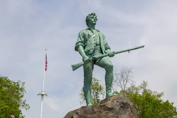 Minute Man Statue Battle Green Historic Town Center Lexington Massachusetts — Stock Photo, Image