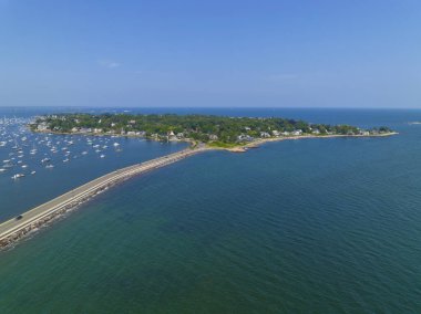 Marblehead Neck ve Ocean Avenue hava manzarası Marblehead Harbor, Massachusetts MA, ABD. 