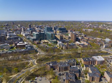 Boston 'daki Boston, Massachusetts MA, ABD' deki Boston Longwood Tıp ve Akademik Alan Görünümü. Beth Israel Deaconess Tıp Merkezi, Çocuk Hastanesi, Dana Farber Kanser Enstitüsü, vb.