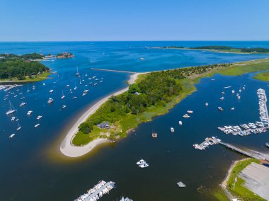 Cohasset Koyu 'ndaki Bassing Beach hava görüntüsü Cohasset, Massachusetts MA, ABD. 