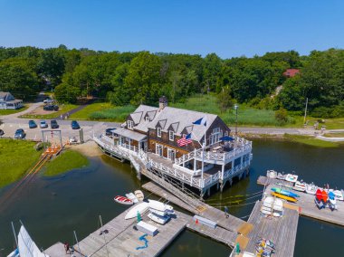 Cohasset Yat Kulübü Cohasset Cove havacılık manzaralı Cohasset, Massachusetts MA, ABD. 