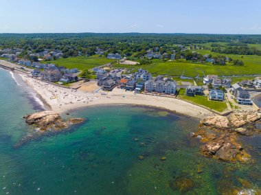Minot Sahili hava manzarası ve Minot kasabası, Scituate, Massachusetts MA, ABD. 
