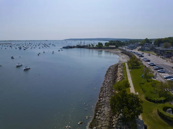 Plymouth Harbor Waterfront Plymouth Village Historic District Aerial View Including — Stock Photo, Image