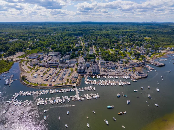 Scituate Harbor Aerial View Including Waterfront Marina Front Street Town — Stockfoto