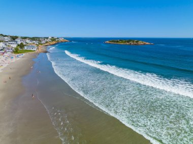 Yazın Gloucester, Cape Ann, Massachusetts MA, ABD 'de Good Harbor Beach hava manzarası.