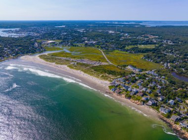Yazın Gloucester, Cape Ann, Massachusetts MA, ABD 'de Good Harbor Beach hava manzarası.