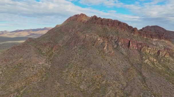 Golden Gate Mountain Peak Tucson Mountains Luftudsigt Med Sonoran Desert – Stock-video