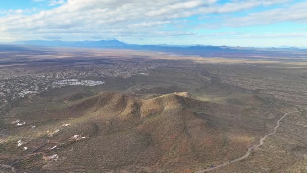 Golden Gate Mountain Peak Tucson Mountains Aerial View Sonoran Desert — Stock Video