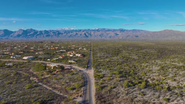 美国亚利桑那州图森市Saguaro国家公园东面的圣卡塔里纳山脉的老西班牙小径和莱蒙山 以及索诺兰沙漠景观 — 图库视频影像