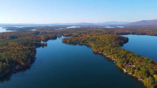 Sonbaharda Wolfeboro New Hampshire Abd Arka Planda Ossipee Dağları Ile — Stok video