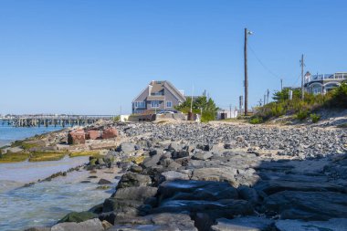 Longport Point, New Jersey NJ, ABD 'deki Oceanfront konutları. Longport, Atlantik City yakınlarındaki Absecon Adası 'nın en güneydeki şehridir.. 