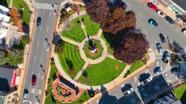 Woburn Common City Hall Légi Felvétel Woburn Belvárosában Massachusetts Usa — Stock videók