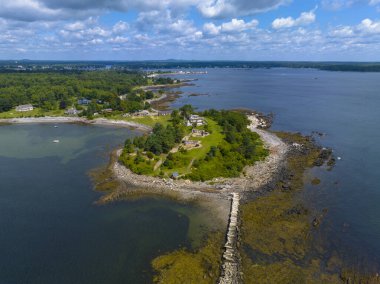 Fort Stark Eyalet Tarihi Sitesi 'nin havadan görüntüsü, Piscataqua Nehri' nin ağzında New Hampshire NH, ABD 'deki Atlantik Okyanusu' na kadar uzanır.. 