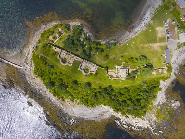 Fort Stark Eyalet Tarihi Sitesi 'nin havadan görüntüsü, Piscataqua Nehri' nin ağzında New Hampshire NH, ABD 'deki Atlantik Okyanusu' na kadar uzanır.. 