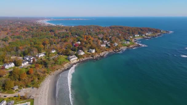 Воздушный Вид York Harbor Beach Осенью Устья Реки Йорк York — стоковое видео