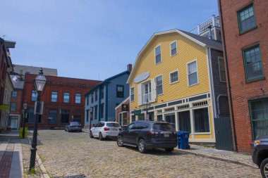 New Bedford Whaling National Historical Park 'taki Centre Street' teki tarihi ticari binalar New Bedford, Massachusetts MA, ABD. 