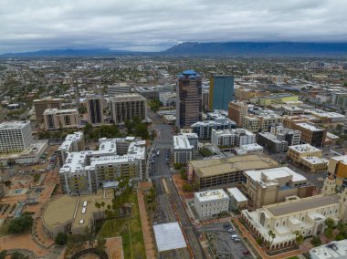 Tucson modern skyscrapers including One South Church, Bank of America Plaza and Pima County Legal Services Building on Stone Avenue in downtown Tucson, Arizona AZ, USA. 