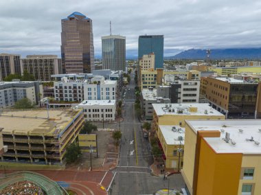 Tucson modern skyscrapers including One South Church, Bank of America Plaza and Pima County Legal Services Building on Stone Avenue in downtown Tucson, Arizona AZ, USA. 