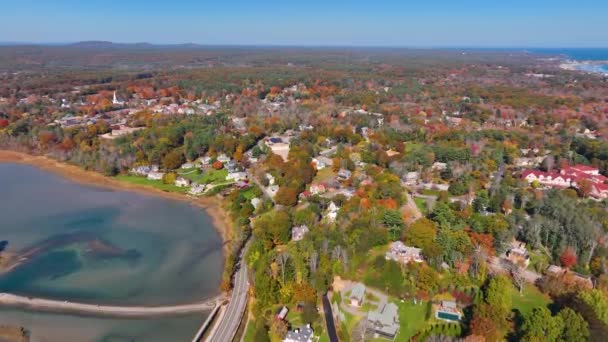 York River Luftaufnahme Herbst Und Wiggly Bridge Barrell Mill Pond — Stockvideo