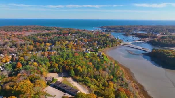 York Village Historic Center Aerial View York River Mouth Atlantic — Vídeo de Stock