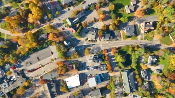 York Köyünün Tarihi Hava Manzarası Sonbaharda York Maine Abd Deki — Stok video