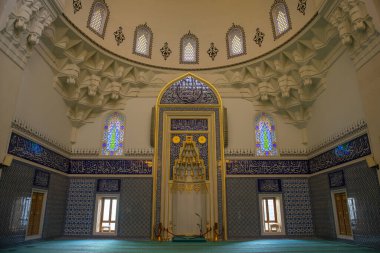 Melike Hatun Camii 'nden Mihrab. Cami, Ankara 'nın eski semtinde klasik bir Osmanlı tarzı.. 