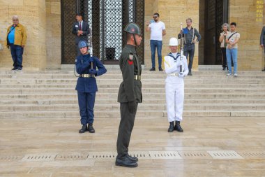 Ankara şehir merkezinde Mustafa Kemal Atatürk anıtı Anitkabir 'de nöbetçi değiştirme töreni. 
