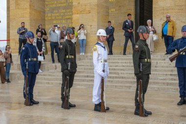 Ankara şehir merkezinde Mustafa Kemal Atatürk anıtı Anitkabir 'de nöbetçi değiştirme töreni. 