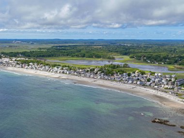 New Hampton, New Hampshire NH, ABD 'de Meadow Pond ile Ocean Boulevard' daki North Beach hava manzarası.