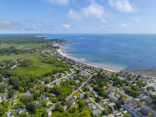 stock image North Hampton Beach aerial view including historic waterfront buildings on Ocean Boulevard in Town of Hampton, New Hampshire NH, USA.