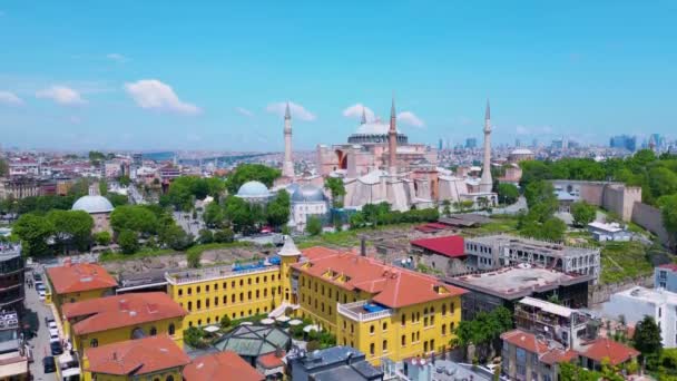 Hagia Sophia Vista Aérea Sultanahmet Cidade Histórica Istambul Turquia Áreas — Vídeo de Stock