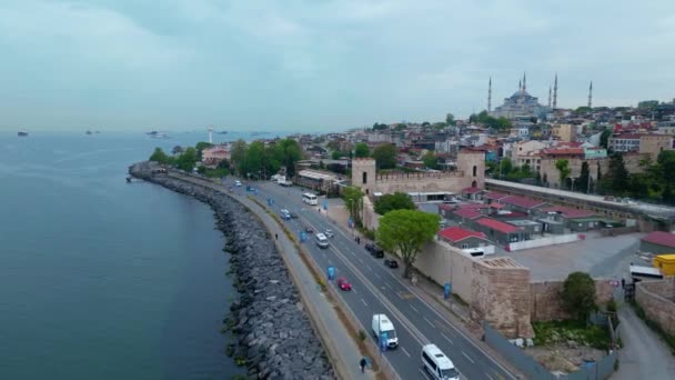 Türkiye Nin Tarihi Stanbul Kentindeki Sultanahmet Bulunan Mavi Cami Ile — Stok video