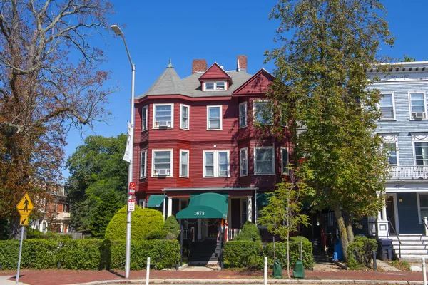 Historic residence building at 1655 Cambridge Street in historic city center of Cambridge, Massachusetts MA, USA.