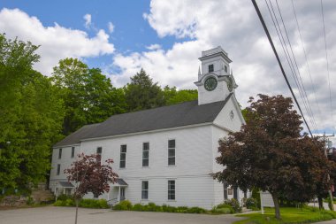 Brookline Community Church tarihi şehir merkezi Brookline, New Hampshire NH, ABD 'deki 2.. 