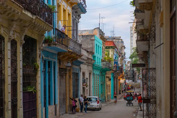 Historic Buildings Calle Aguacate Street Calle Lamparilla Street Old Havana Royalty Free Stock Images