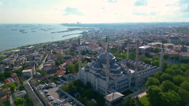 Mezquita Azul Sultan Ahmet Camii Vista Aérea Sultanahmet Histórica Ciudad — Vídeo de stock