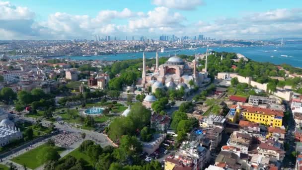 Hagia Sophia Luftaufnahme Sultanahmet Der Historischen Stadt Istanbul Türkei Historische — Stockvideo