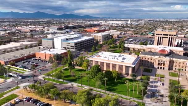 Arizona State Capitol Senat Und Repräsentantenhaus Bauen Luftaufnahme Der Stadt — Stockvideo