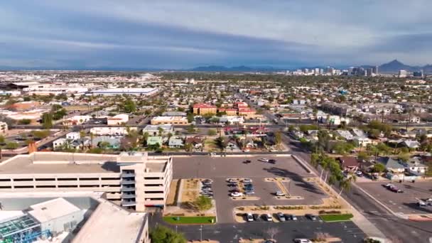 Phoenix Centrum Wolkenkrabbers Skyline Luchtfoto Washington Street Van Capitol Stad — Stockvideo