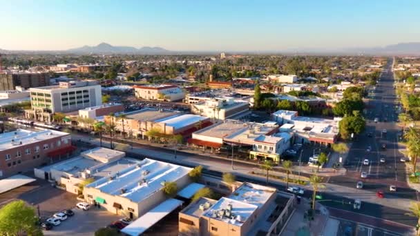 Luftaufnahme Des Stadtzentrums Von Mesa Auf Der Center Street Der — Stockvideo