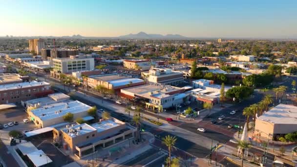 Luftaufnahme Des Stadtzentrums Von Mesa Auf Der Center Street Der — Stockvideo