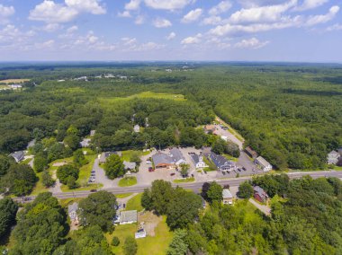 North Hampton tarihi şehir merkezi hava manzarası, Town Hall ve İtfaiye Departmanı, North Hampton, New Hampshire NH, ABD. 